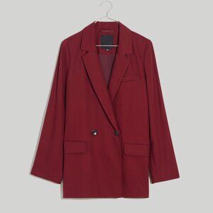 NWT MADEWELL Caldwell Drapeweave Double Breasted Blazer Jacket in CABERNET XS